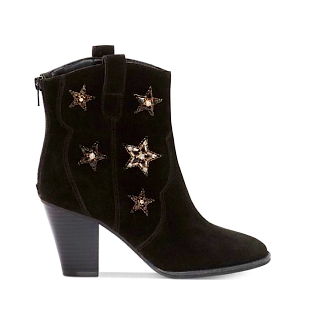 Anna Sui X INC Dazzler Suede Star Sequined Ankle Boots Booties